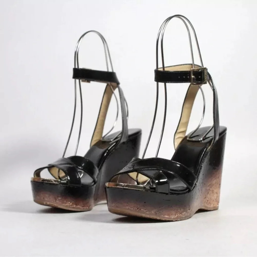 Jimmy Choo Black Patent Wedge Sandal